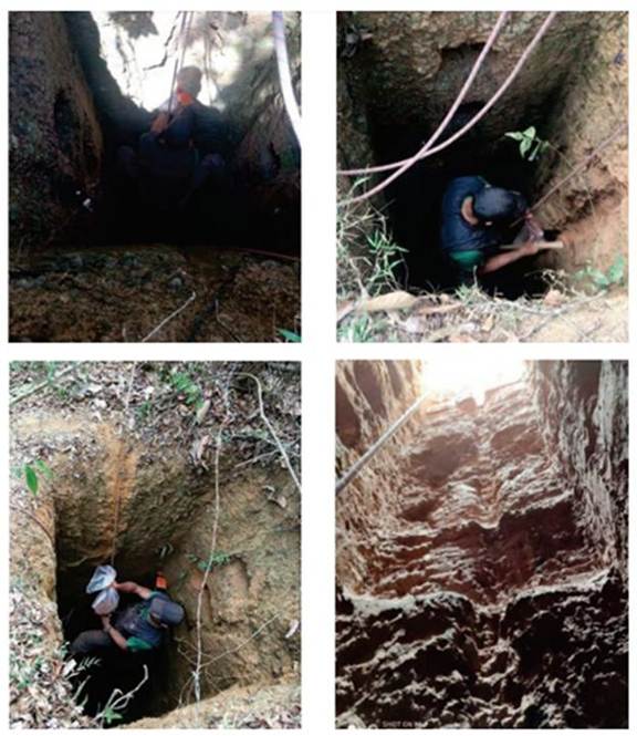 A collage of a person in a hole
Description automatically generated